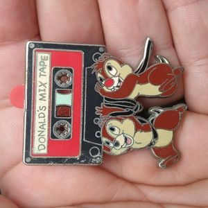 Disney Parks Pin Chip and Dale Carrying Donald's Mix Tape Cassette